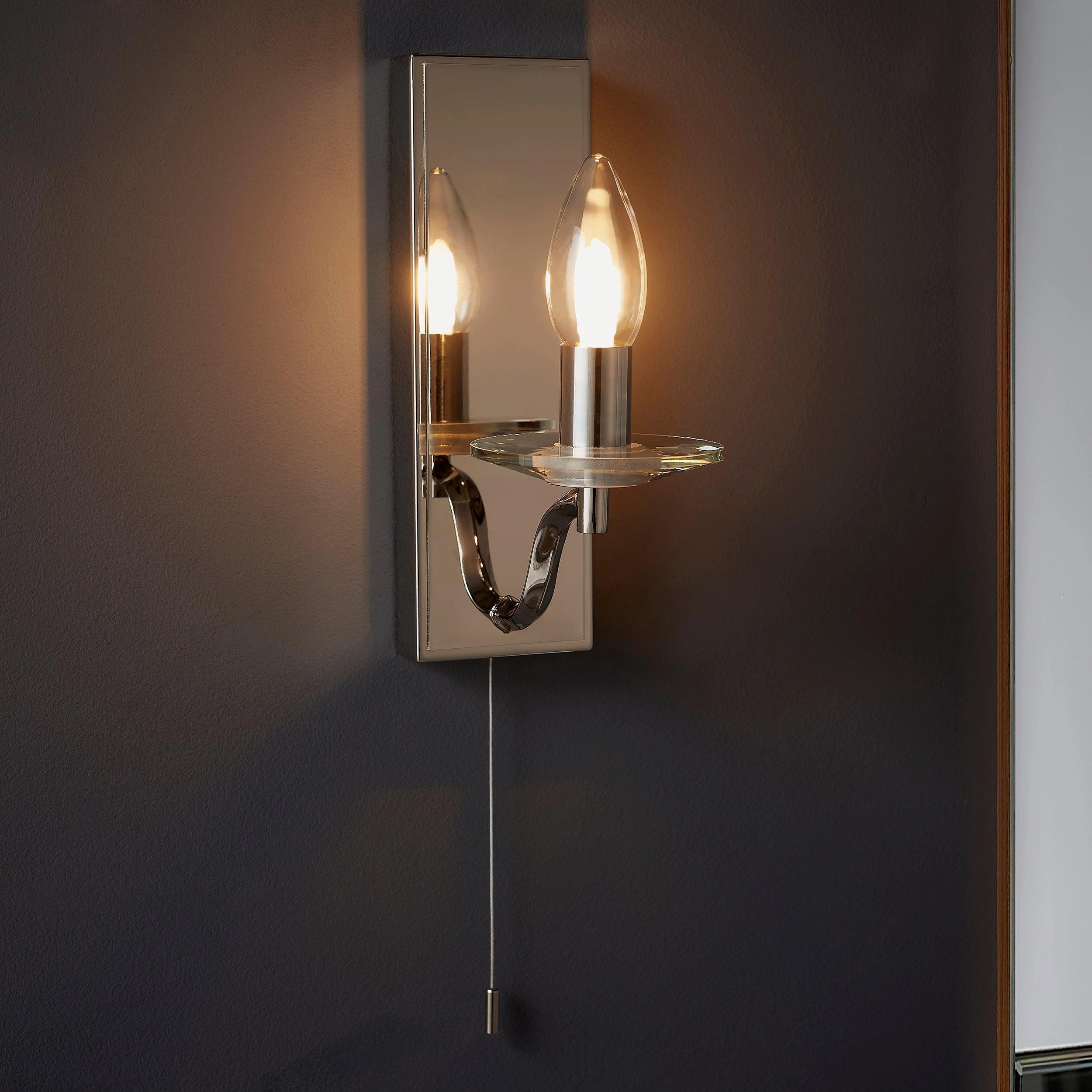 Garland Nickel Art Deco Bathroom Wall Light - Pull Switch vintage desk lamp