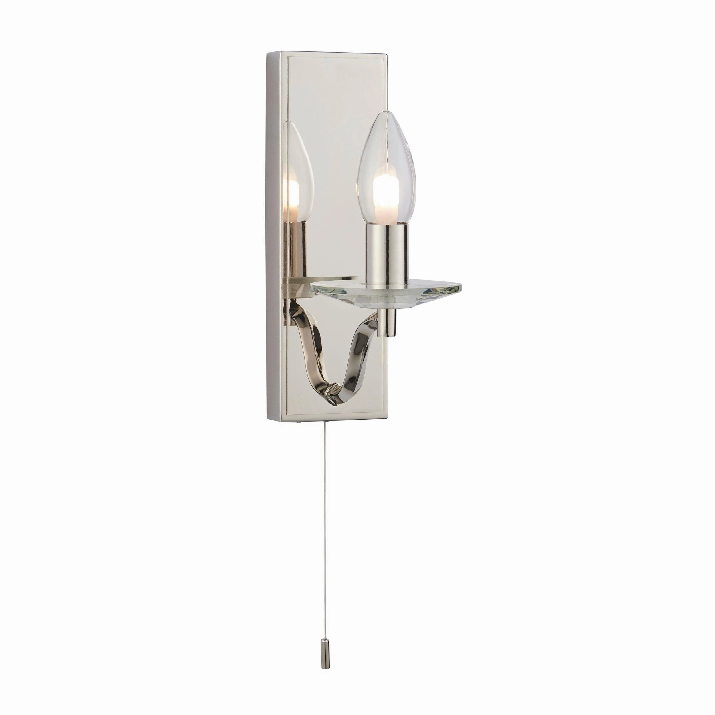 Garland Nickel Art Deco Bathroom Wall Light - Pull Switch
