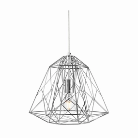 Geometric Cage 1 Light Chrome Frame Pendant Searchlight ambient ceiling fixture