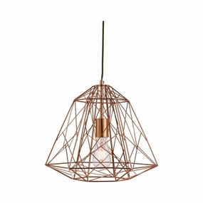 Geometric Cage 1 Light Copper Frame Pendant Searchlight ambient ceiling fixture