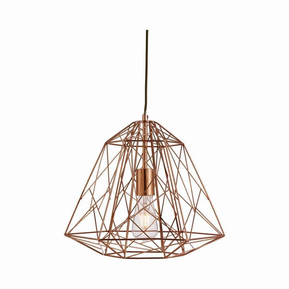 Geometric Cage 1 Light Copper Frame Pendant Searchlight ambient ceiling fixture