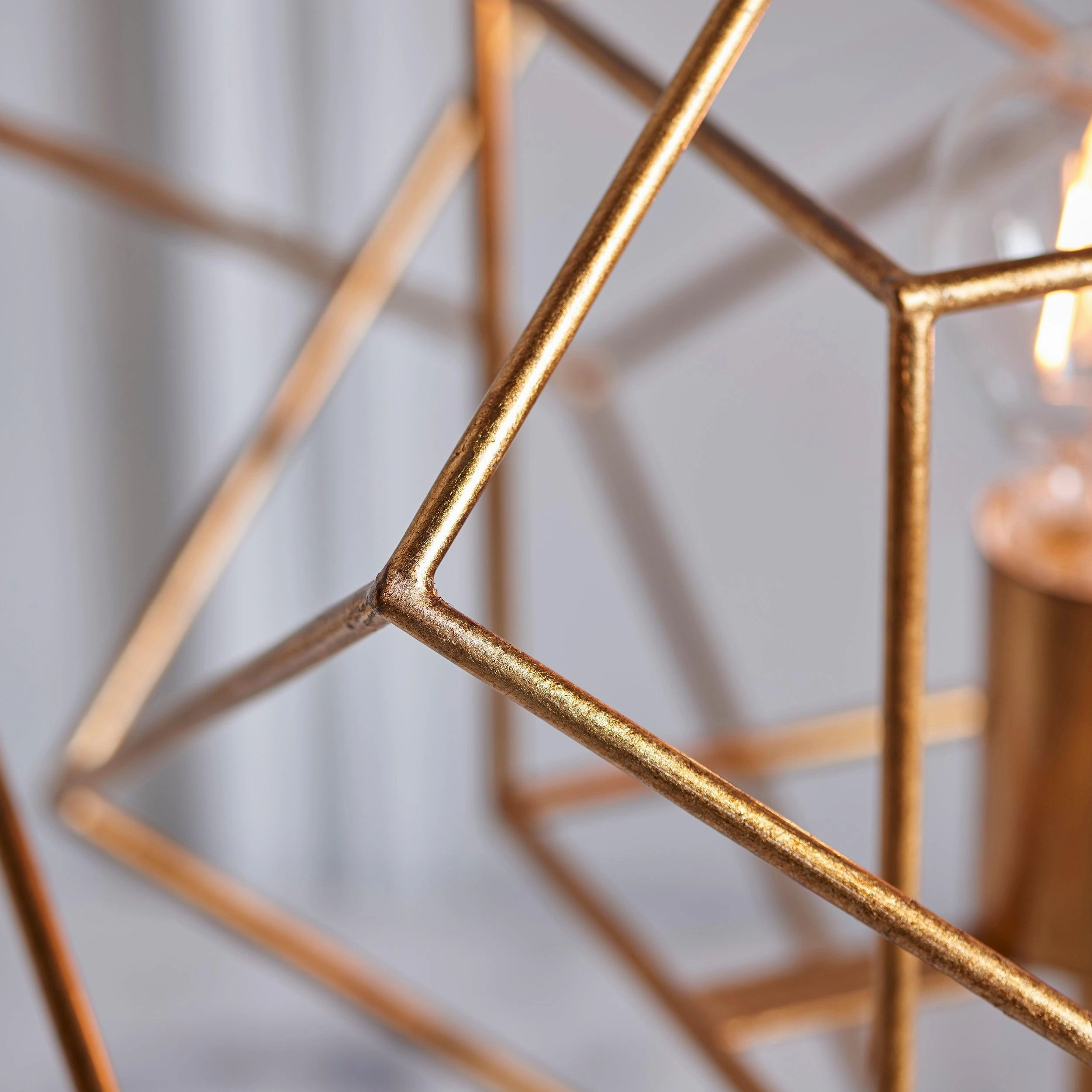 Geometric Gold Leaf Table Lamp - Black Marble Base