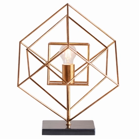 Geometric Gold Leaf Table Lamp - Black Marble Base energy-saving LED light