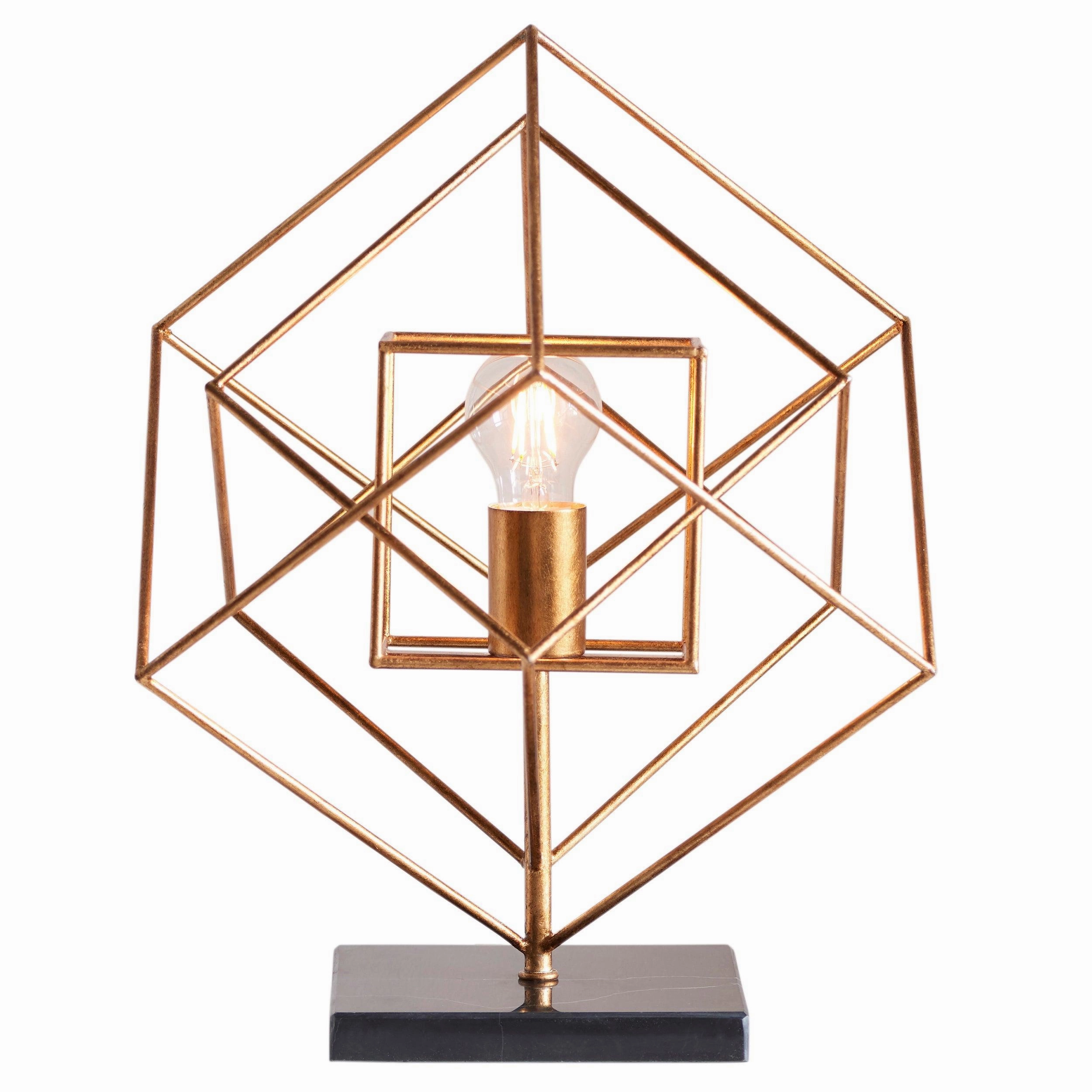 Geometric Gold Leaf Table Lamp - Black Marble Base energy-saving LED light