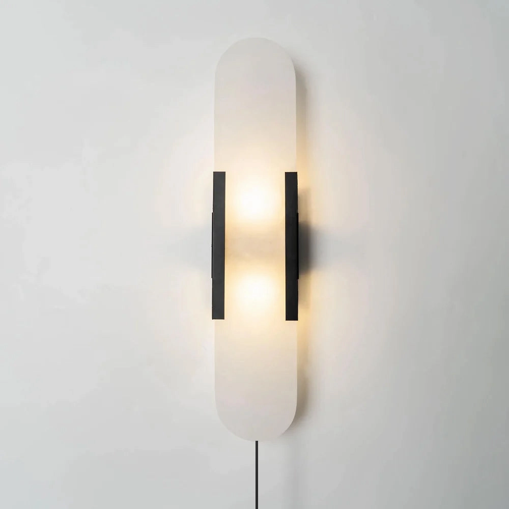 Geometric Harmony Alabaster Plug In Wall Lamp