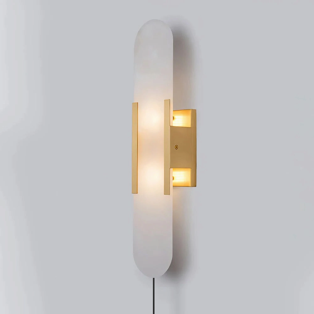 Geometric Harmony Alabaster Plug In Wall Lamp