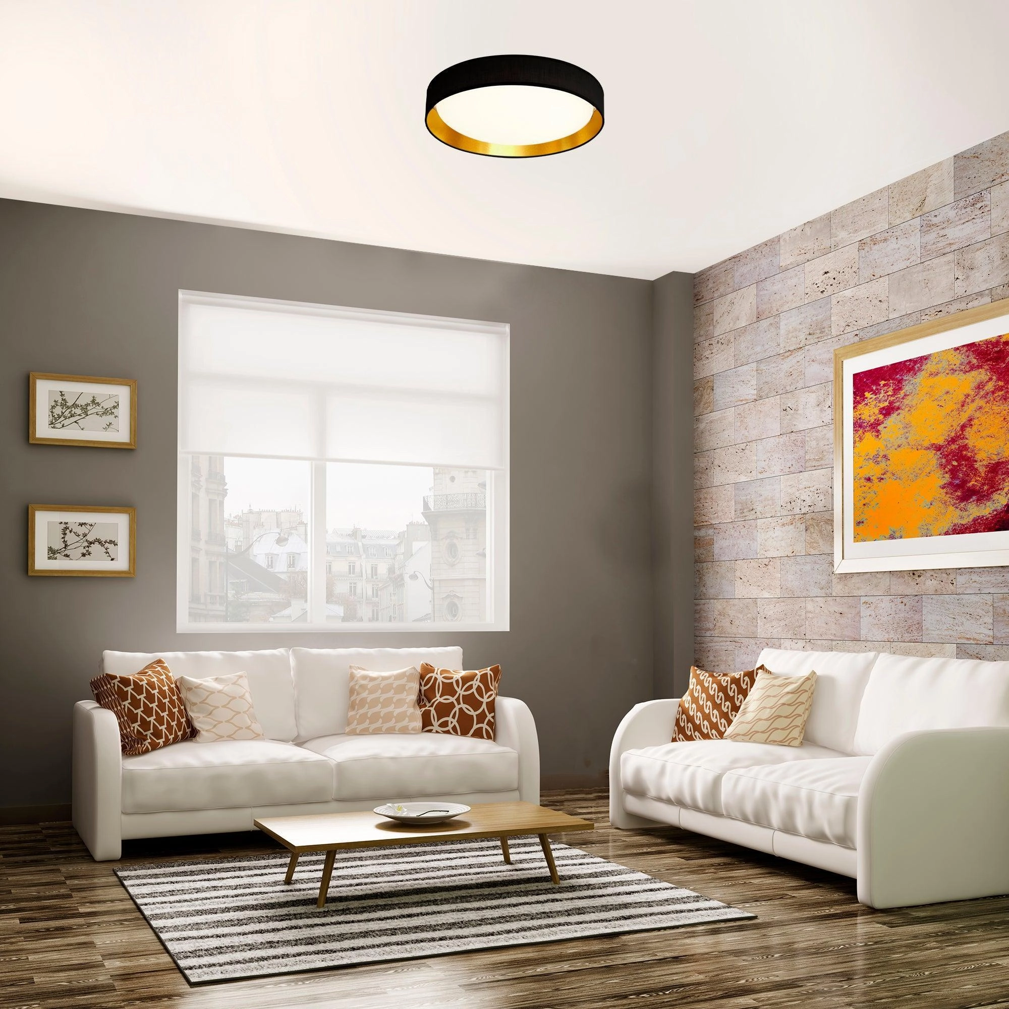 Gianna 1 Light 15w LED Acrylic Black/Gold Shade Ceiling Flush