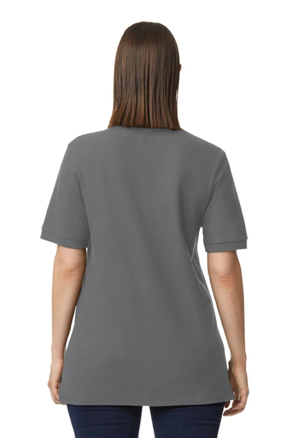 Gildan Mens Double Pique Short Sleeve Polo Shirt - Charcoal Grey  Affordable Clothing Gildan