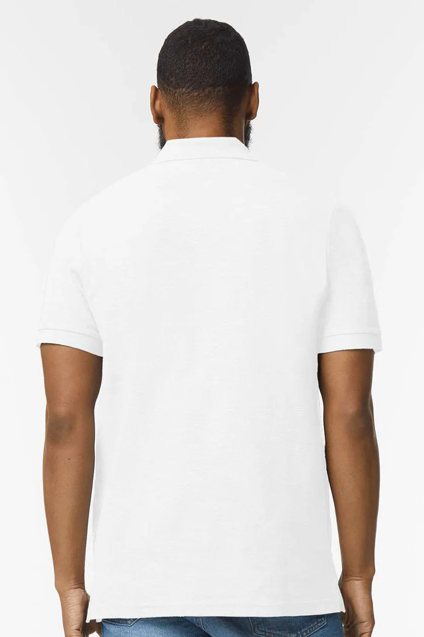Gildan Mens Double Pique Short Sleeve Polo Shirt - White  Affordable Clothing Gildan