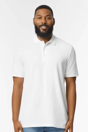 Gildan Mens Double Pique Short Sleeve Polo Shirt - White  Affordable Clothing Gildan
