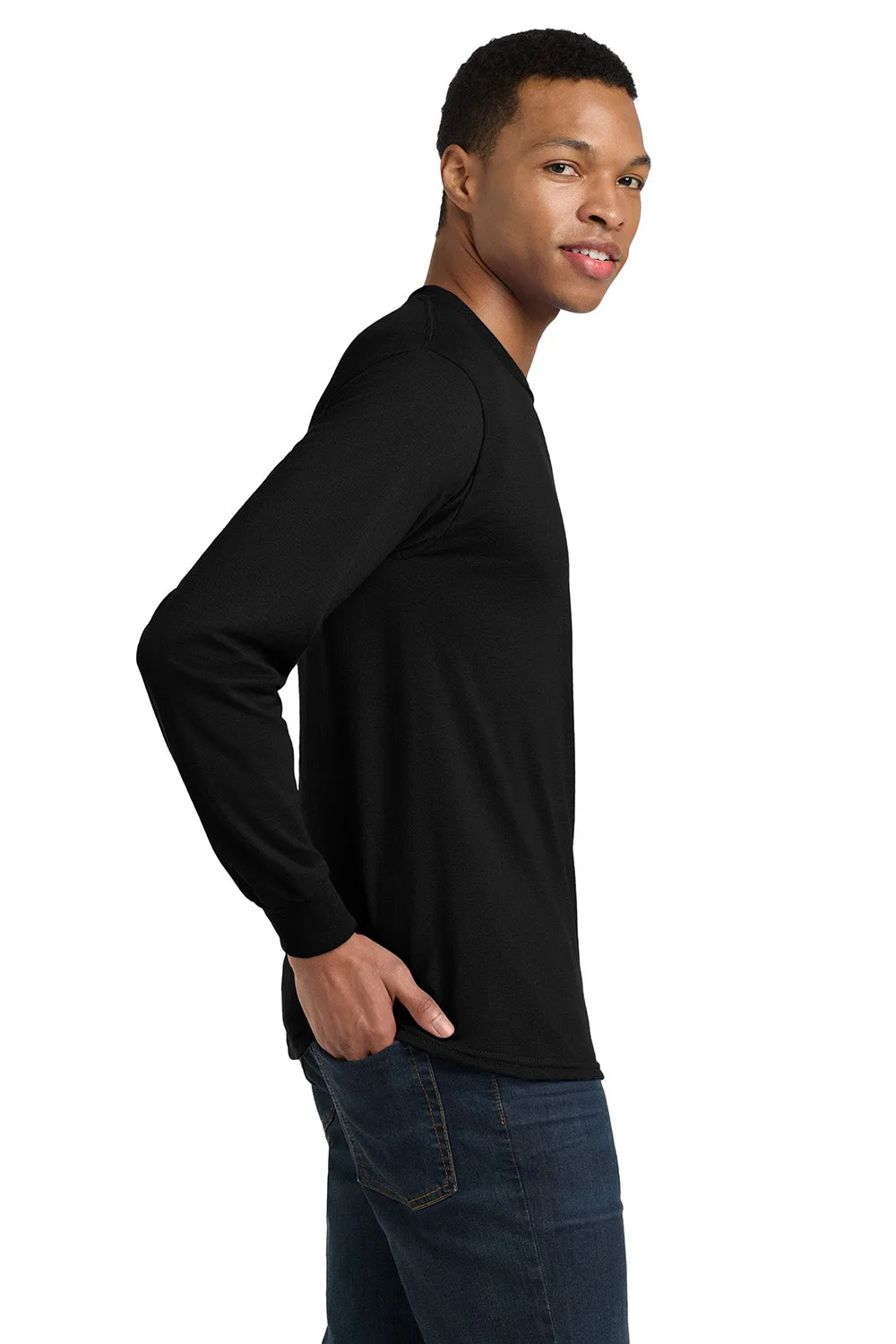 Gildan Mens DryBlend Moisture Wicking Long Sleeve Crewneck T-Shirt - Black  Affordable Clothing Gildan