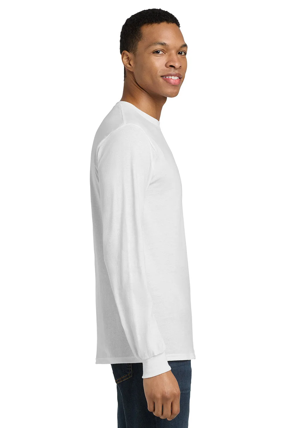 Gildan Mens DryBlend Moisture Wicking Long Sleeve Crewneck T-Shirt - White  Affordable Clothing Gildan