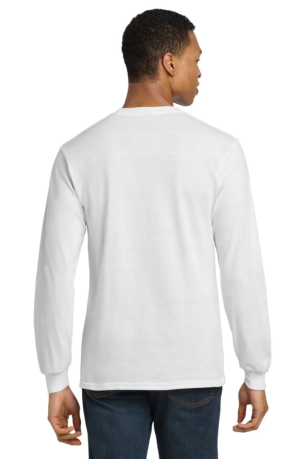 Gildan Mens DryBlend Moisture Wicking Long Sleeve Crewneck T-Shirt - White  Affordable Clothing Gildan
