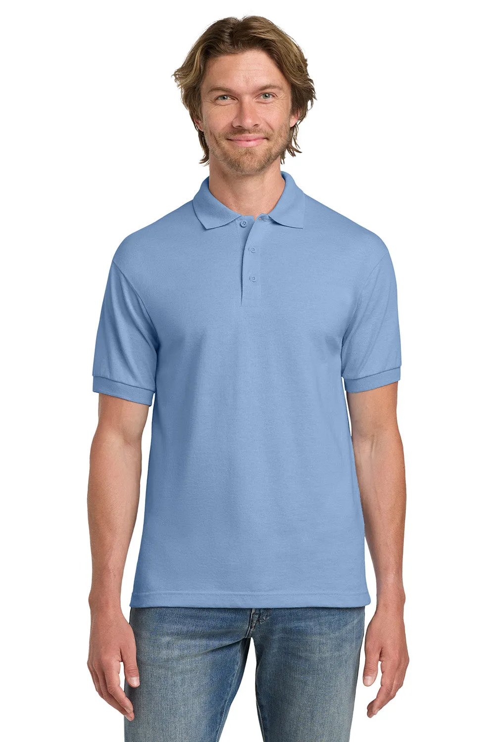 Gildan Mens DryBlend Moisture Wicking Short Sleeve Polo Shirt - Light Blue  Affordable Clothing Gildan