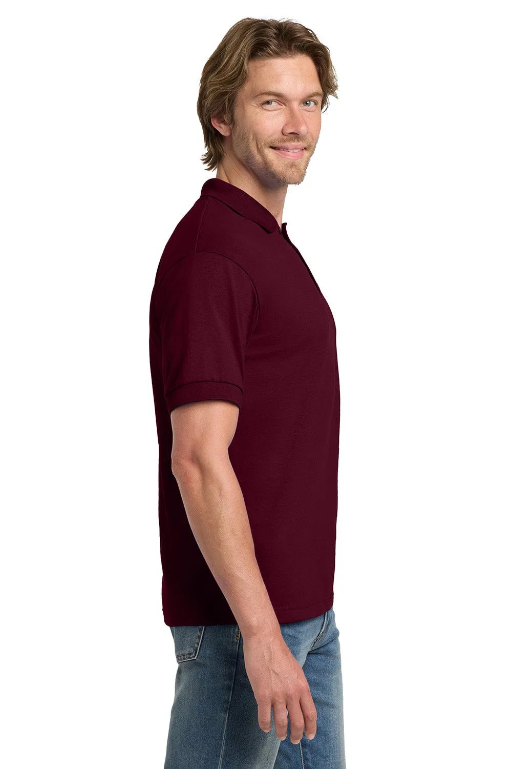 Gildan Mens DryBlend Moisture Wicking Short Sleeve Polo Shirt - Maroon  Affordable Clothing Gildan