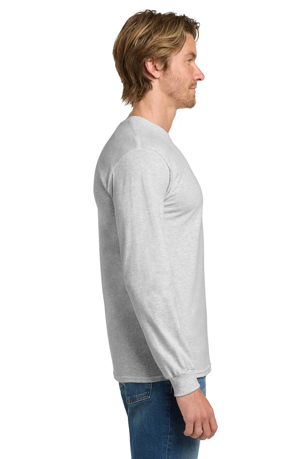 Gildan Mens Long Sleeve Crewneck T-Shirt - Ash Grey  Affordable Clothing Gildan