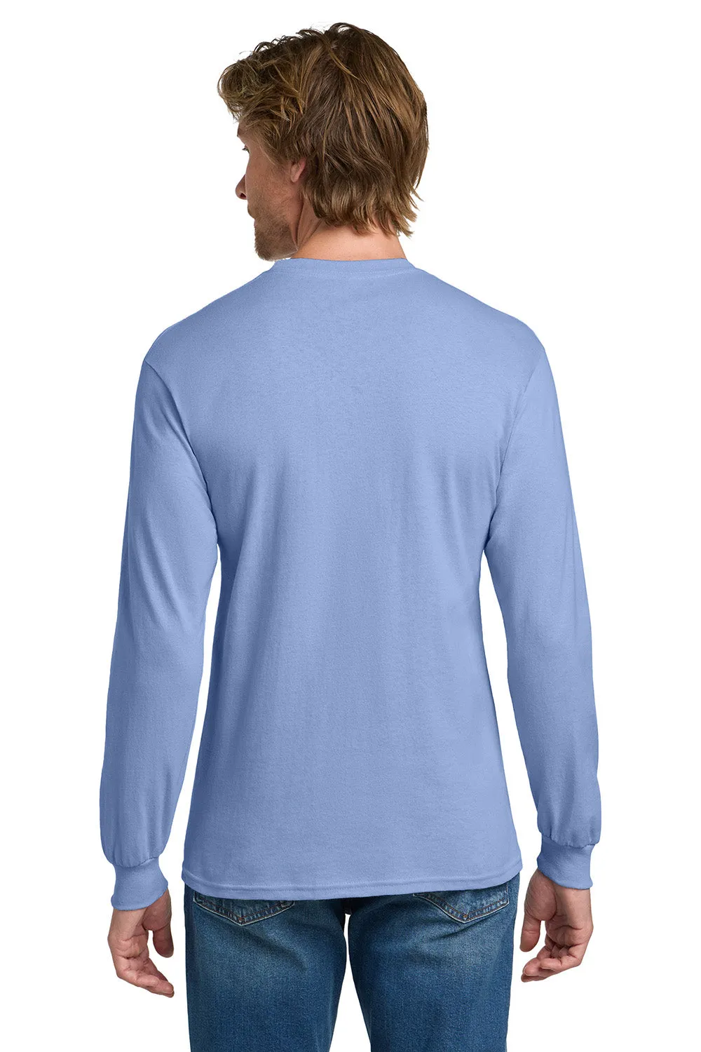 Gildan Mens Long Sleeve Crewneck T-Shirt - Carolina Blue  Affordable Clothing Gildan