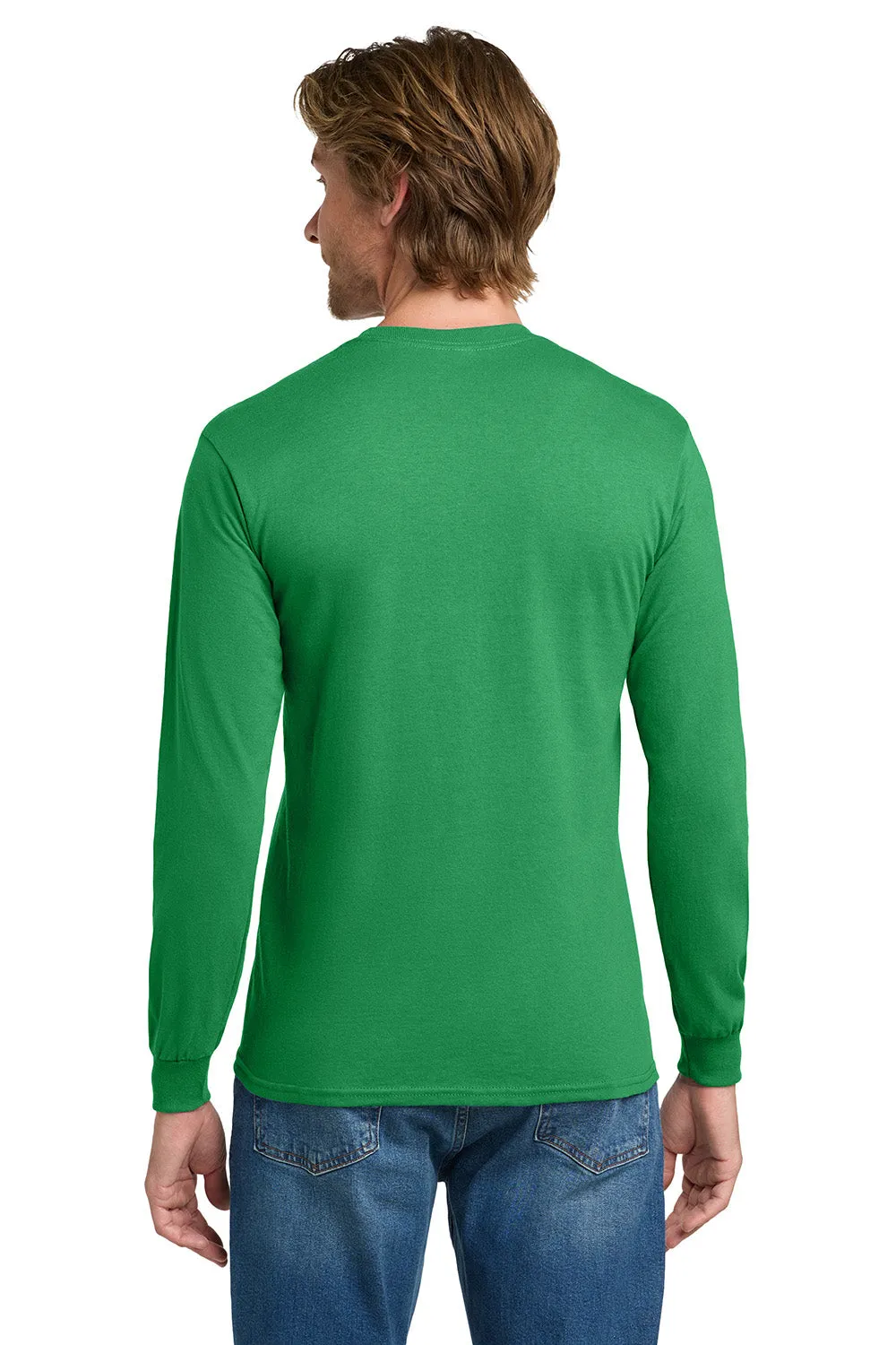 Gildan Mens Long Sleeve Crewneck T-Shirt - Irish Green  Affordable Clothing Gildan