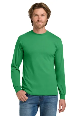 Gildan Mens Long Sleeve Crewneck T-Shirt - Irish Green  Affordable Clothing Gildan