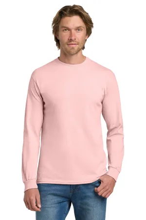Gildan Mens Long Sleeve Crewneck T-Shirt - Light Pink  Affordable Clothing Gildan