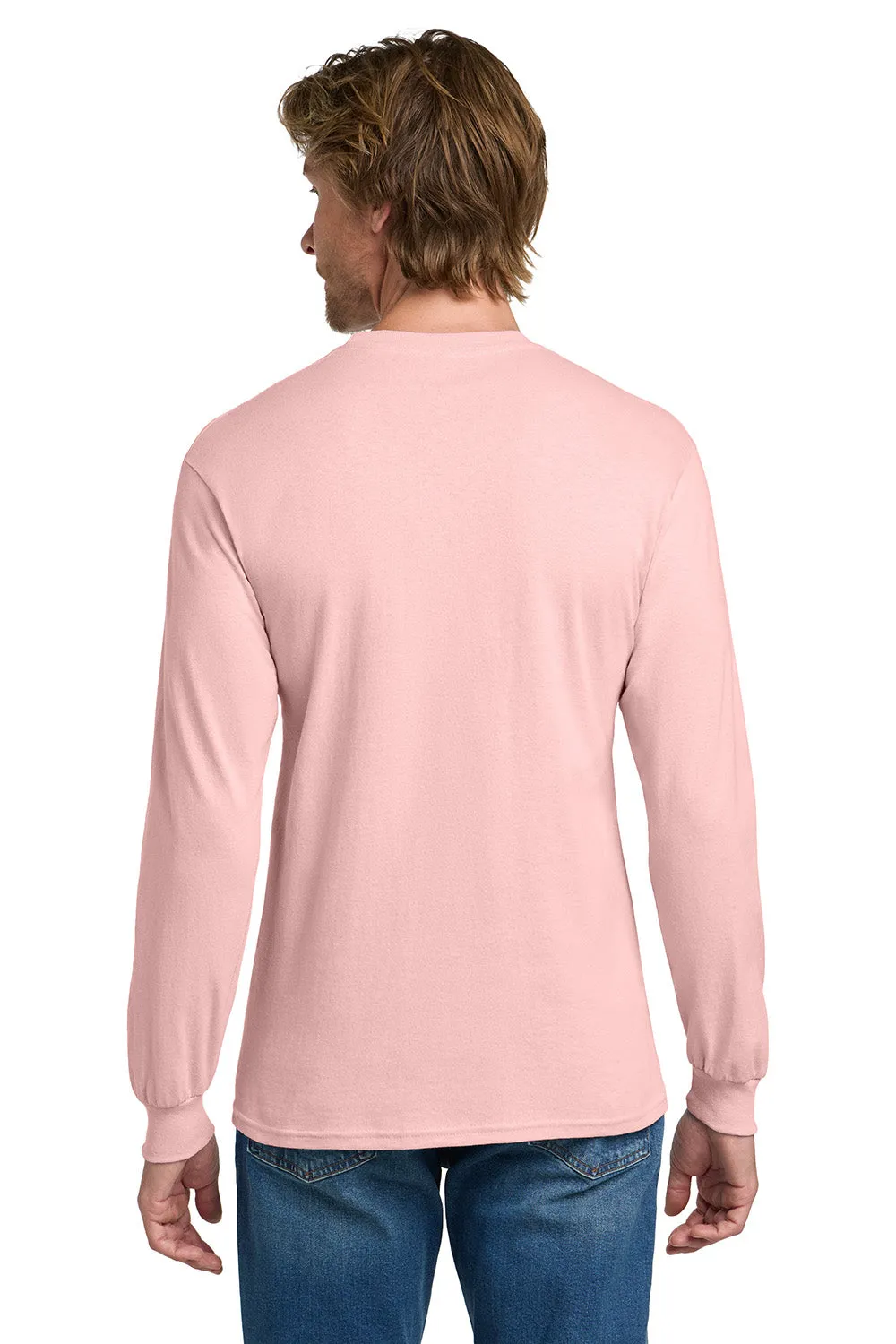 Gildan Mens Long Sleeve Crewneck T-Shirt - Light Pink  Affordable Clothing Gildan