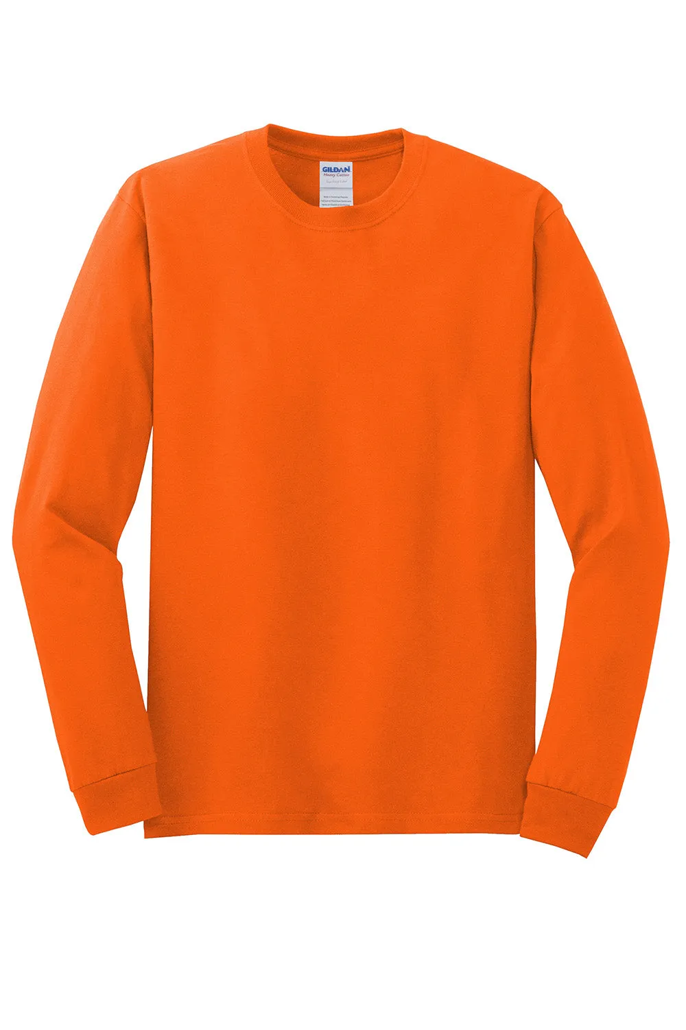 Gildan Mens Long Sleeve Crewneck T-Shirt - Orange  Affordable Clothing Gildan