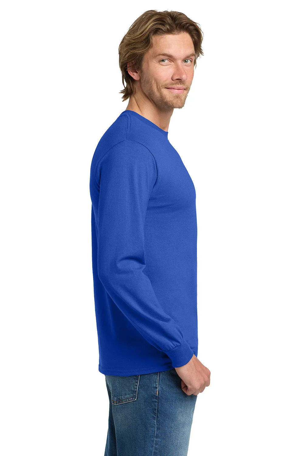 Gildan Mens Long Sleeve Crewneck T-Shirt - Royal Blue  Affordable Clothing Gildan