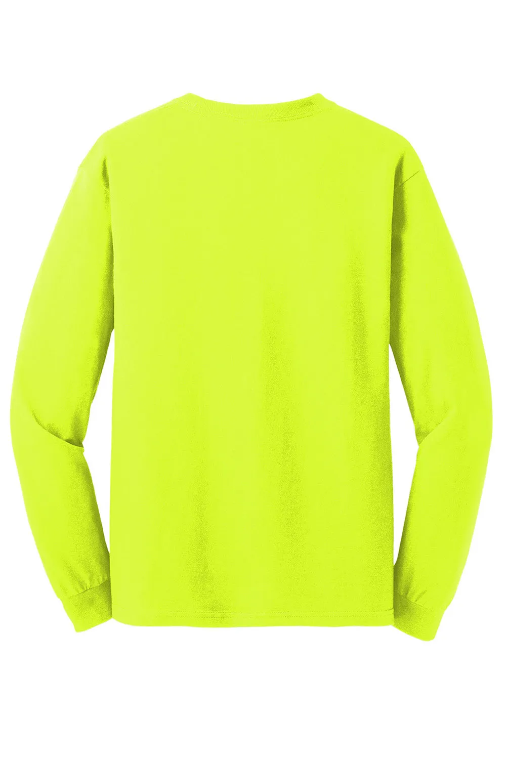 Gildan Mens Long Sleeve Crewneck T-Shirt - Safety Green  Affordable Clothing Gildan