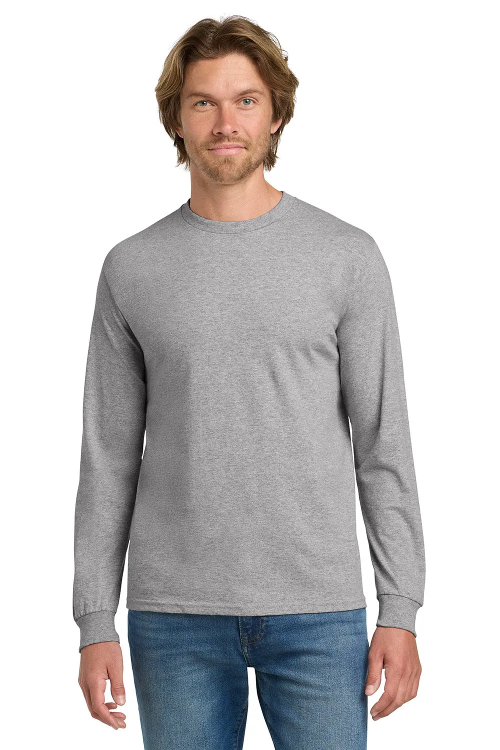 Gildan Mens Long Sleeve Crewneck T-Shirt - Sport Grey  Affordable Clothing Gildan