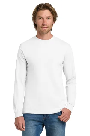 Gildan Mens Long Sleeve Crewneck T-Shirt - White  Affordable Clothing Gildan
