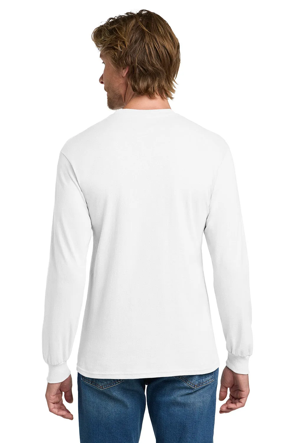 Gildan Mens Long Sleeve Crewneck T-Shirt - White  Affordable Clothing Gildan