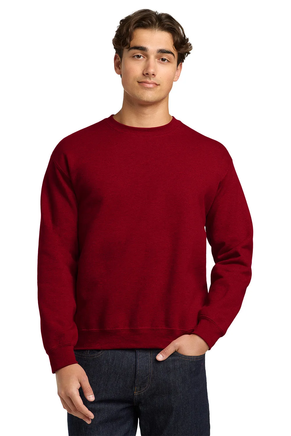Gildan Mens Pill Resistant Fleece Crewneck Sweatshirt - Antique Cherry Red  Affordable Clothing Gildan