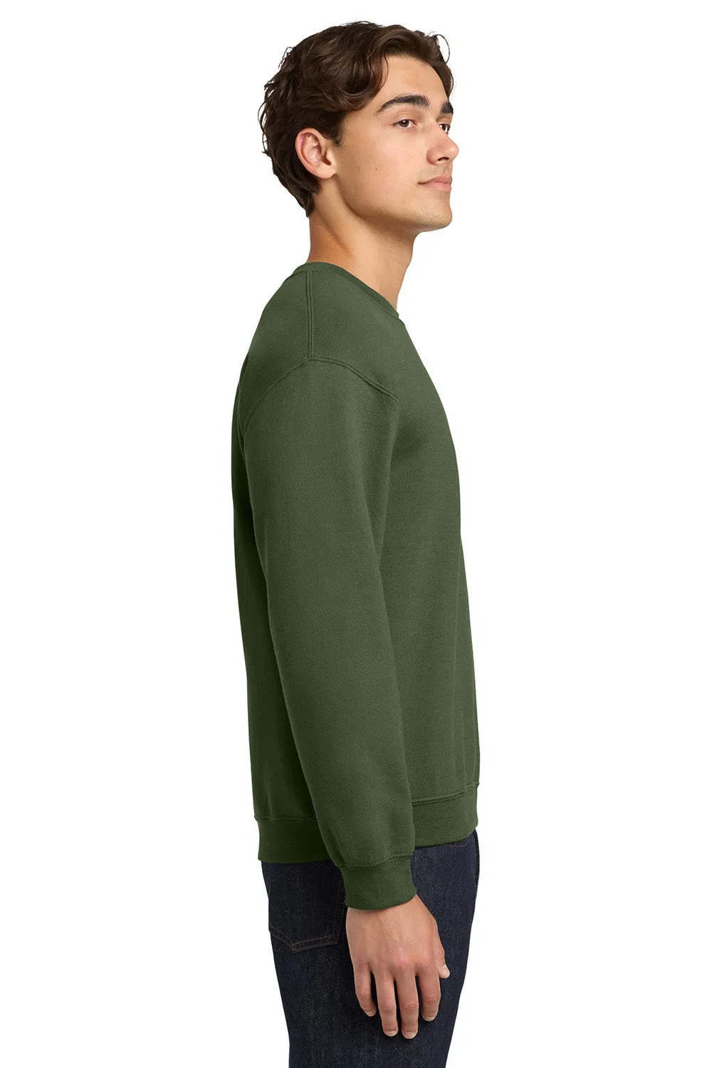 Gildan Mens Pill Resistant Fleece Crewneck Sweatshirt - Military Green  Affordable Clothing Gildan