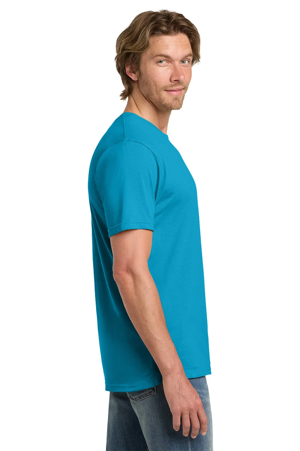 Gildan Mens Short Sleeve Crewneck T-Shirt - Caribbean Blue  Affordable Clothing Gildan