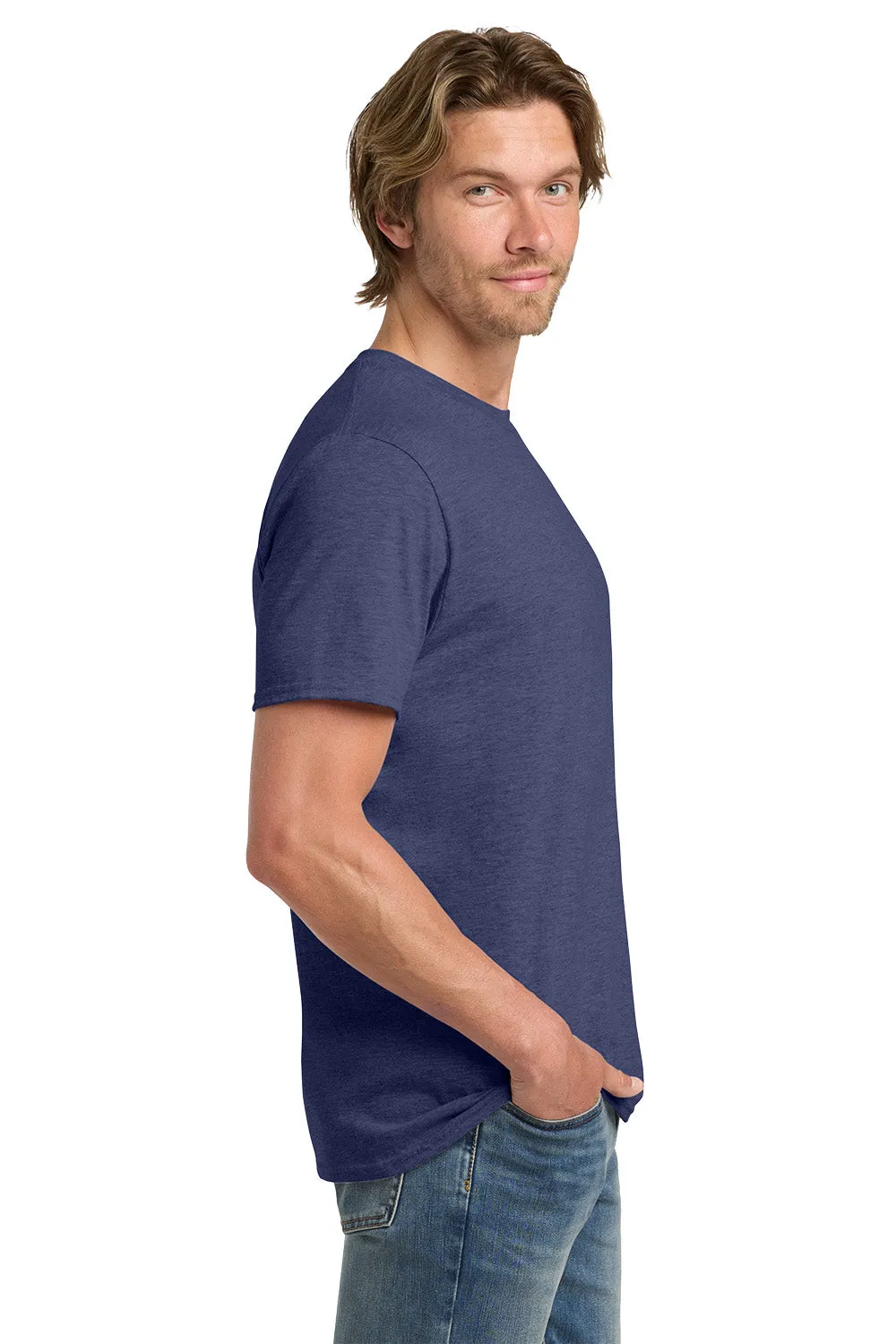 Gildan Mens Short Sleeve Crewneck T-Shirt - Heather Blue  Affordable Clothing Gildan