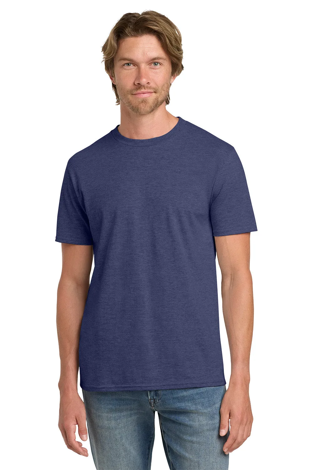 Gildan Mens Short Sleeve Crewneck T-Shirt - Heather Blue  Affordable Clothing Gildan