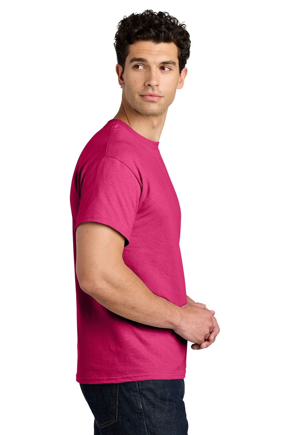 Gildan Mens Short Sleeve Crewneck T-Shirt - Heliconia Pink  Affordable Clothing Gildan