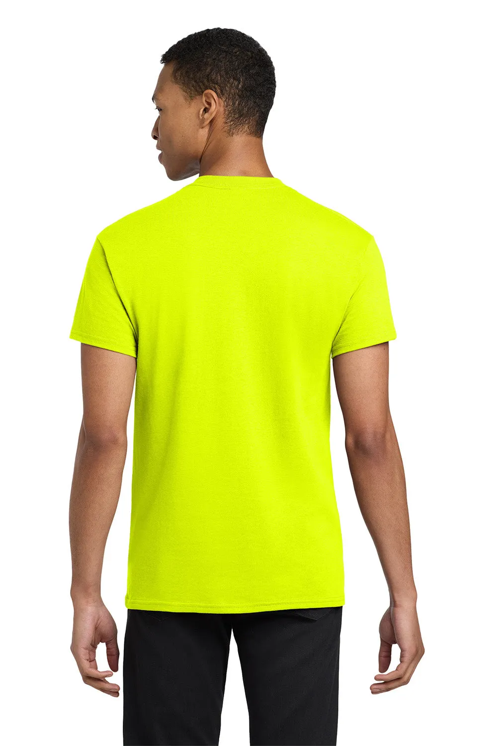 Gildan Mens Short Sleeve Crewneck T-Shirt w/ Pocket - Safety Green  Affordable Clothing Gildan