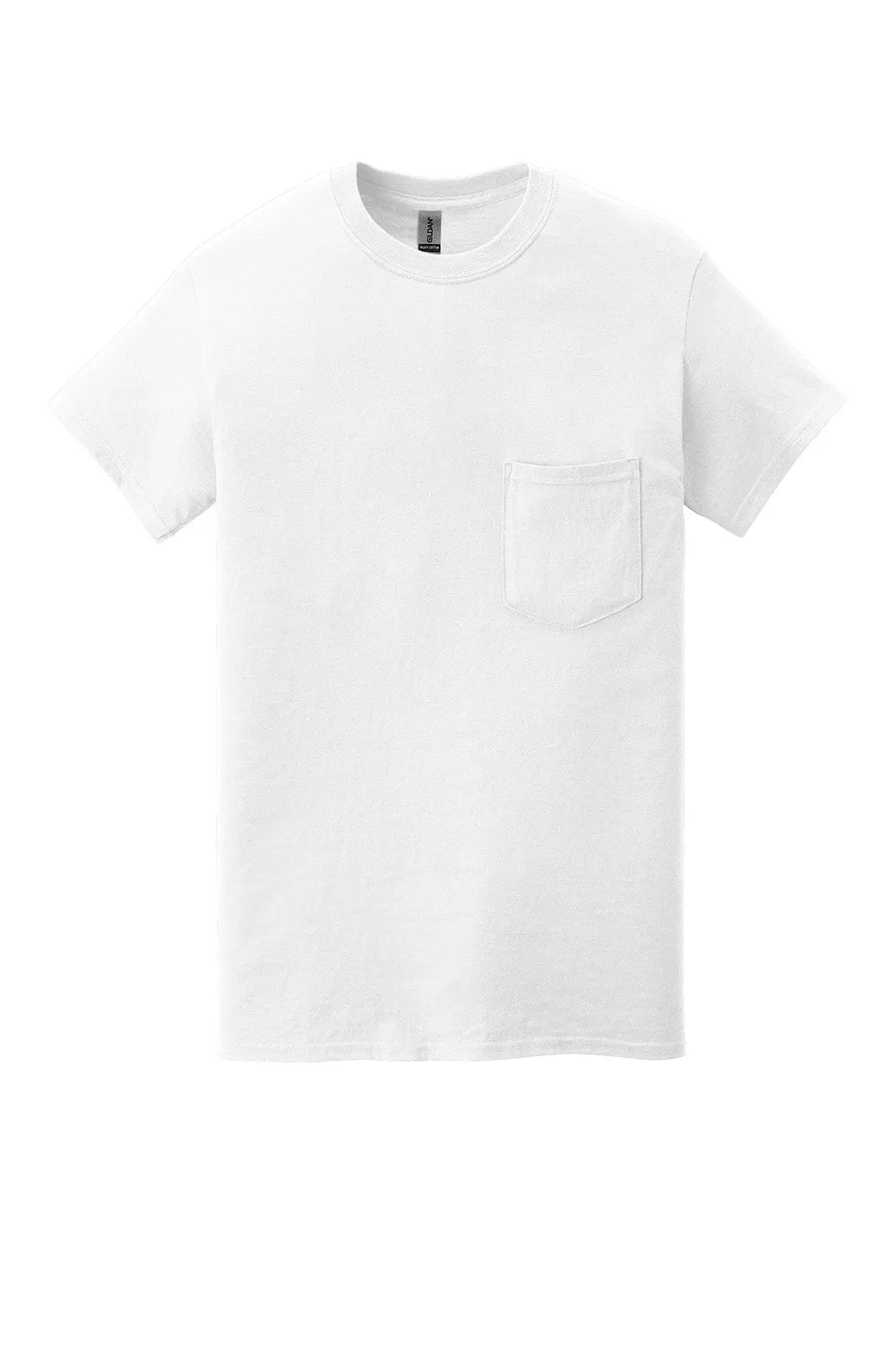 Gildan Mens Short Sleeve Crewneck T-Shirt w/ Pocket - White  Affordable Clothing Gildan