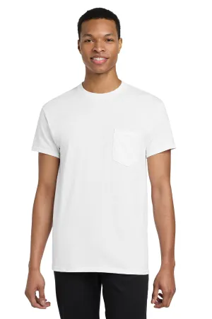 Gildan Mens Short Sleeve Crewneck T-Shirt w/ Pocket - White  Affordable Clothing Gildan
