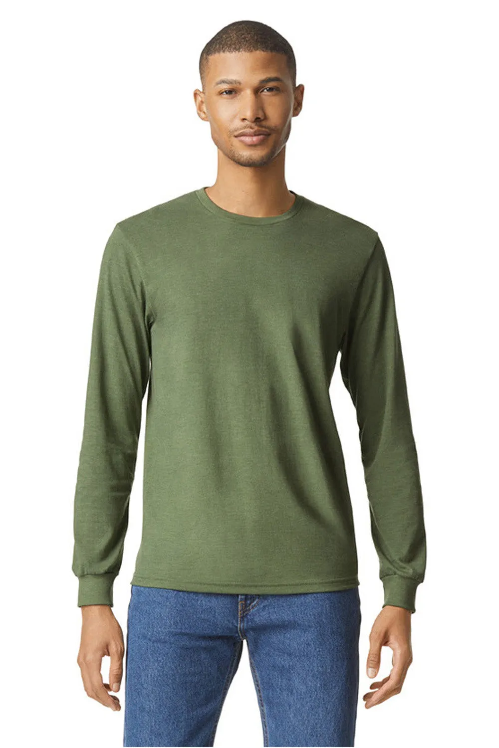 Gildan Mens Softstyle CVC Long Sleeve Crewneck T-Shirt - Cactus Green  Affordable Clothing Gildan