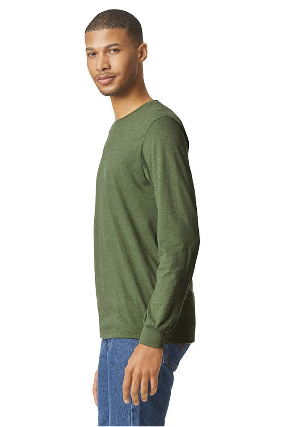 Gildan Mens Softstyle CVC Long Sleeve Crewneck T-Shirt - Cactus Green  Affordable Clothing Gildan