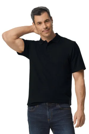 Gildan Mens SoftStyle Double Pique Short Sleeve Polo Shirt - Black  Affordable Clothing Gildan