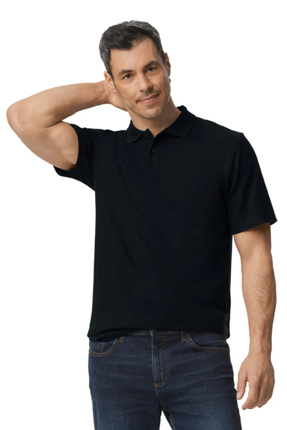 Gildan Mens SoftStyle Double Pique Short Sleeve Polo Shirt - Black  Affordable Clothing Gildan