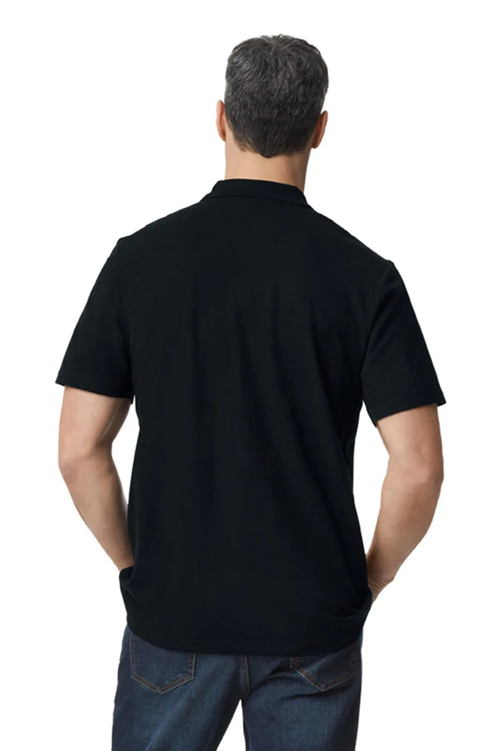 Gildan Mens SoftStyle Double Pique Short Sleeve Polo Shirt - Black  Affordable Clothing Gildan