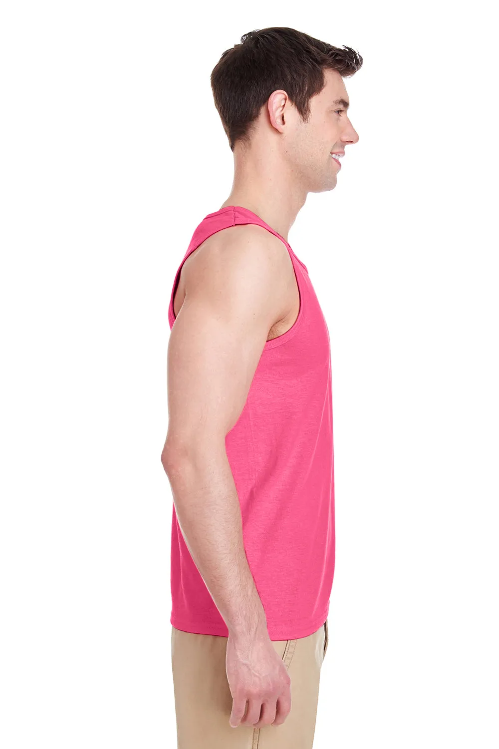 Gildan Mens Tank Top - Safety Pink  Affordable Clothing Gildan