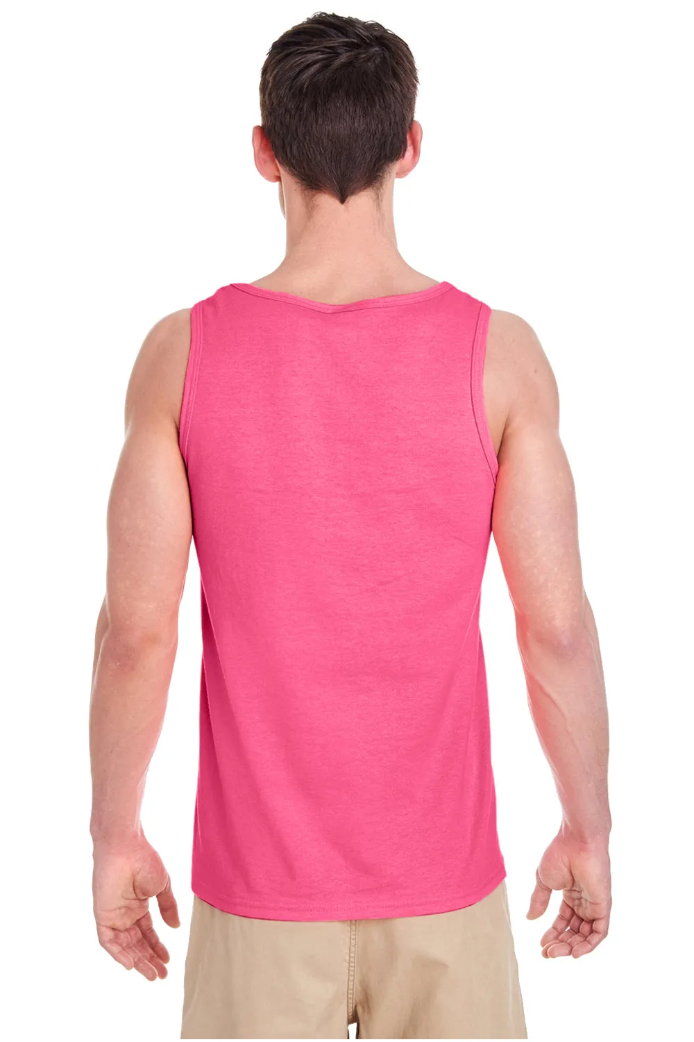 Gildan Mens Tank Top - Safety Pink  Affordable Clothing Gildan
