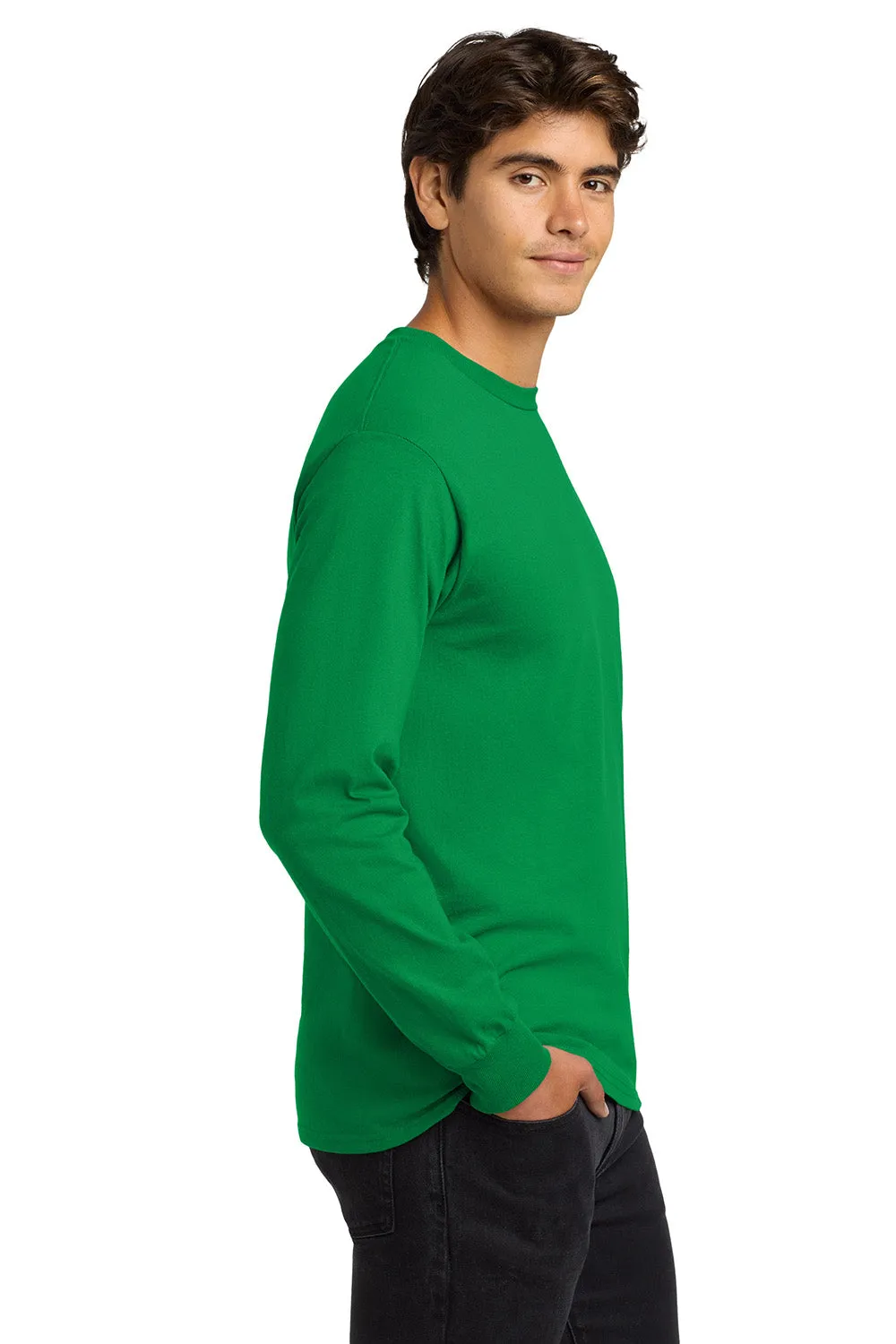 Gildan Mens Ultra Long Sleeve Crewneck T-Shirt - Irish Green  Affordable Clothing Gildan