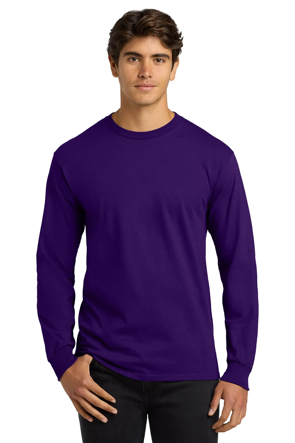 Gildan Mens Ultra Long Sleeve Crewneck T-Shirt - Purple  Affordable Clothing Gildan