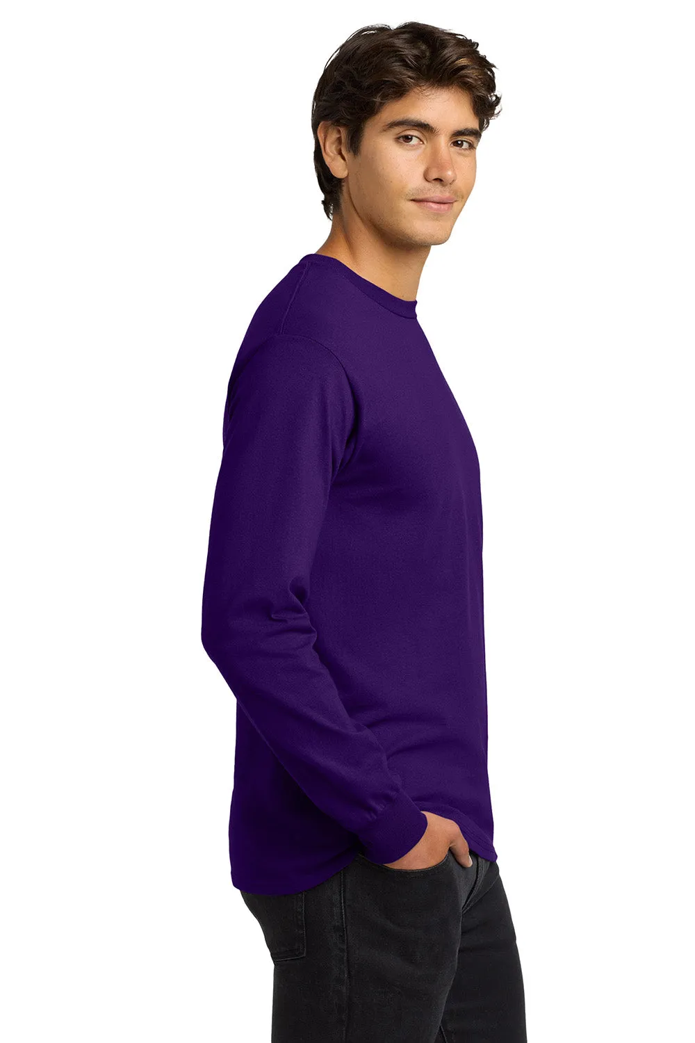 Gildan Mens Ultra Long Sleeve Crewneck T-Shirt - Purple  Affordable Clothing Gildan